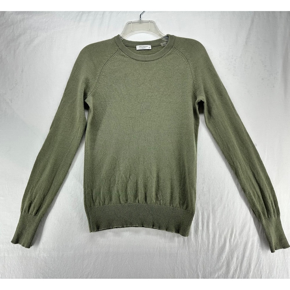Equipment Femme Olive Green 100% Cashmere Crewneck Raglan Sweater S